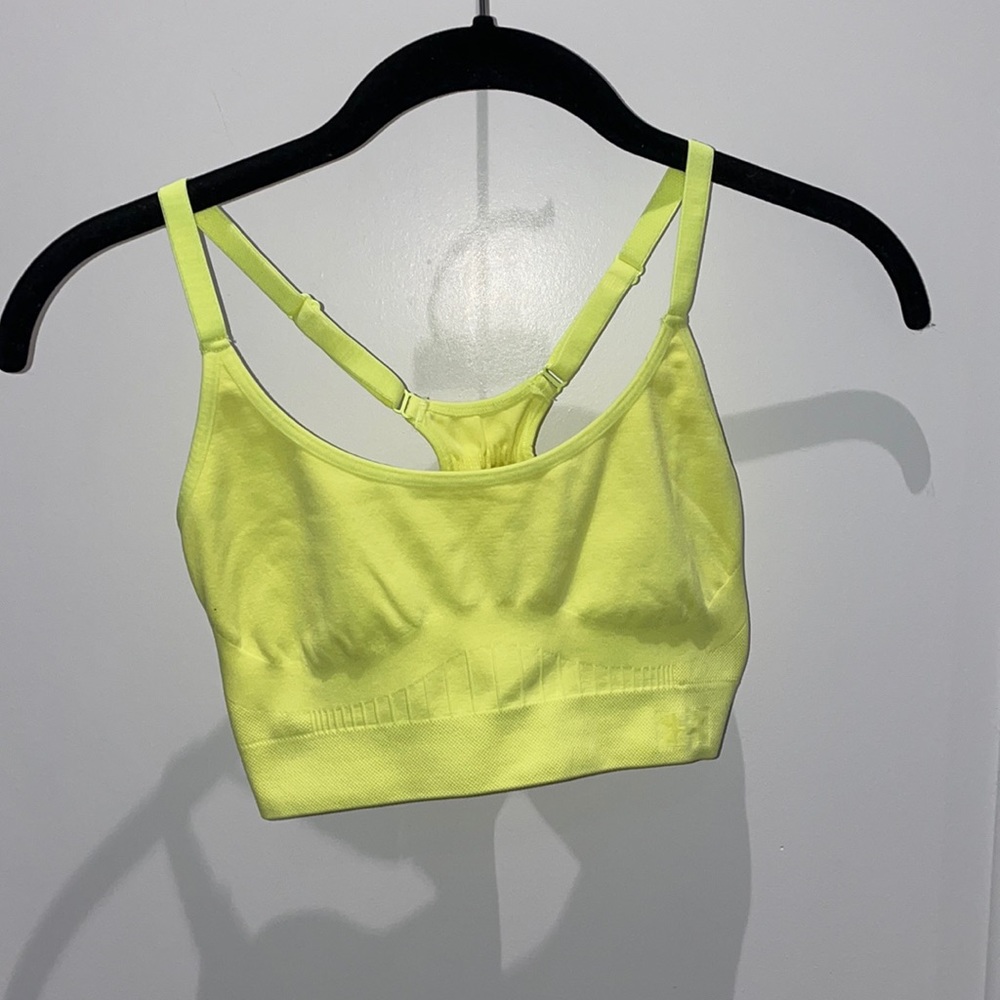 Under armor neon yellow sports bra